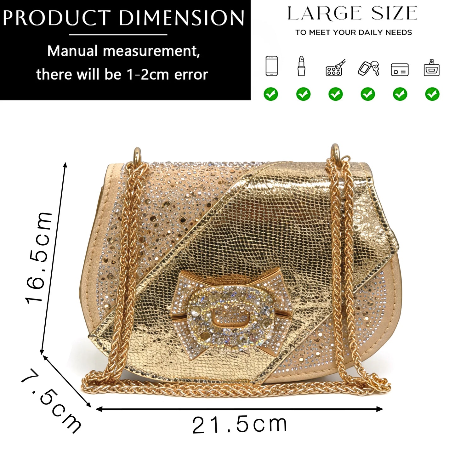 Nigeria Design Open Toe High Heels & Bag Set Gold Color blocking Hot Rhinestones Fashion Elegant Sexy High Heels