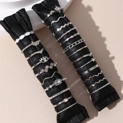 23pcs Fashion Knuckle Rings Set for Women Crystal Star Moon Eye Wave