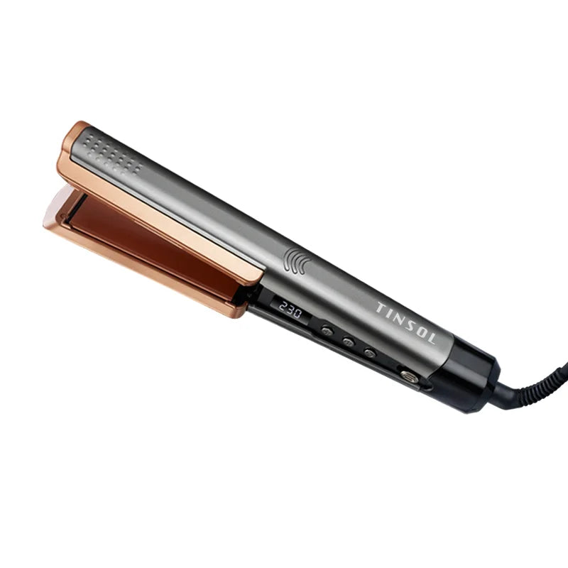 TINSOL 2-in-1 Professional Ceramic Hair Straightener Curl Ionizer with LCD Wide Panel Straightener, Temperature Adjustable