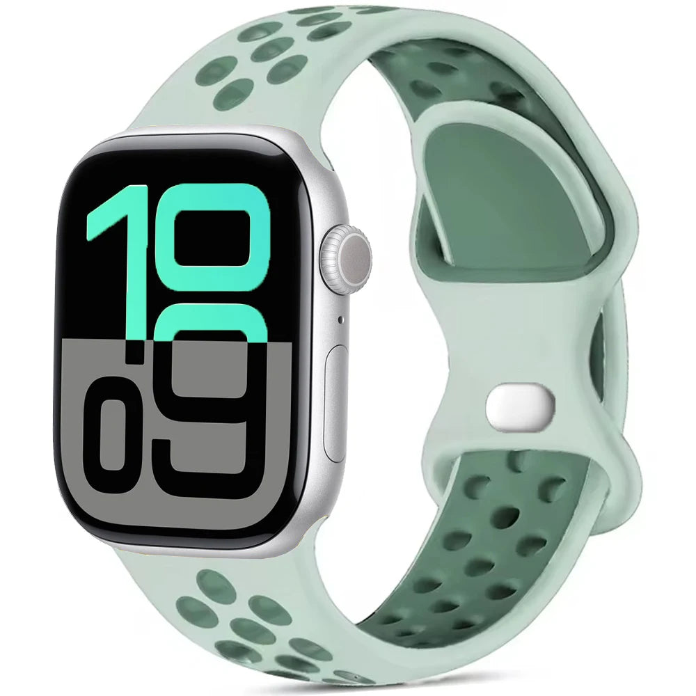 Silicone Strap For Apple Watch 11 10 9 8 7 46mm 45mm 42mm 41mm Ultra 3/2 49mm Breathable Bracelet Wristband iWatch 6 5 4 SE 44mm