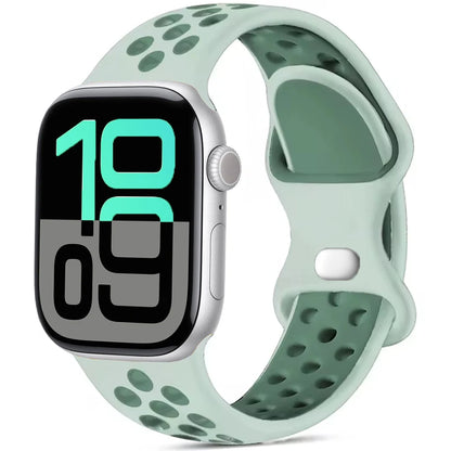 Silicone Strap For Apple Watch 11 10 9 8 7 46mm 45mm 42mm 41mm Ultra 3/2 49mm Breathable Bracelet Wristband iWatch 6 5 4 SE 44mm