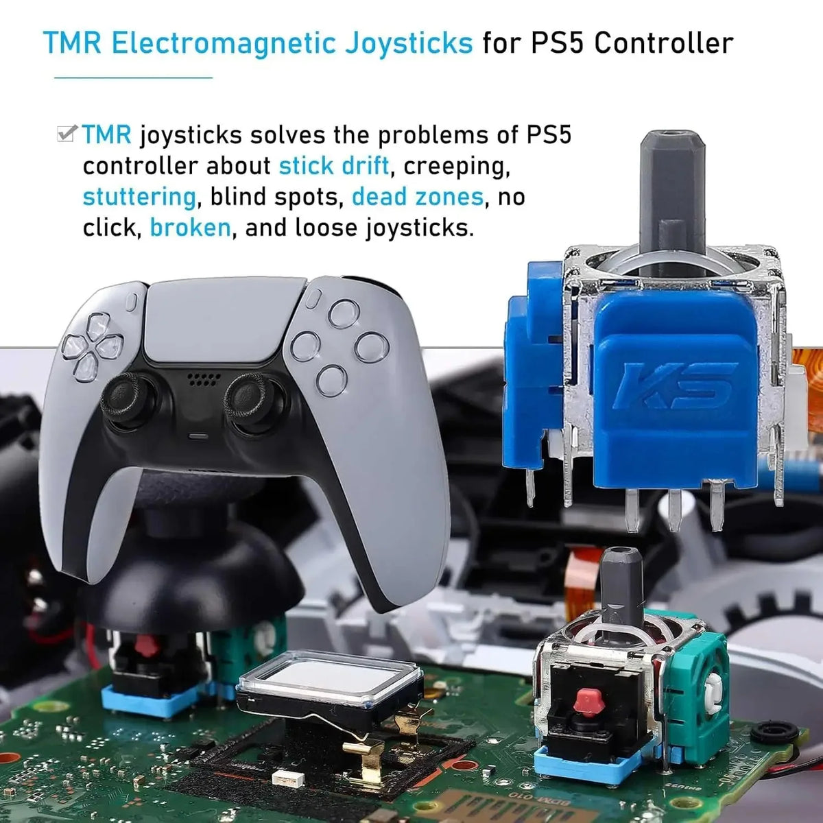 TMR Electromagnetic Joystick for PS5 Controller Thumbstick No-Drift Upgrade Replacement Kit Gamepad 3D Analog Sensor Accessories