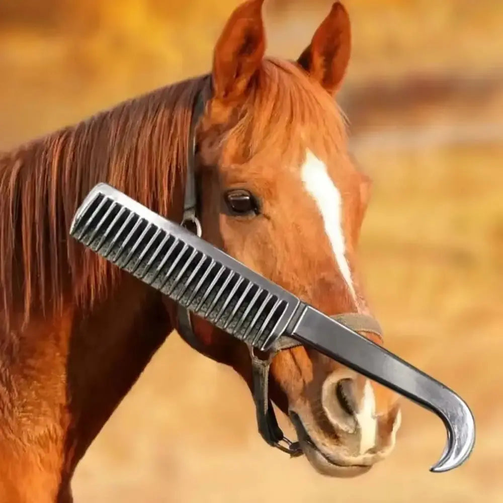 1Pcs Durable Thickened Tooth Horse Grooming Brush Aluminum Alloy Mane Tail Hair Comb Bristle Riding Brush Equestrian Supplies