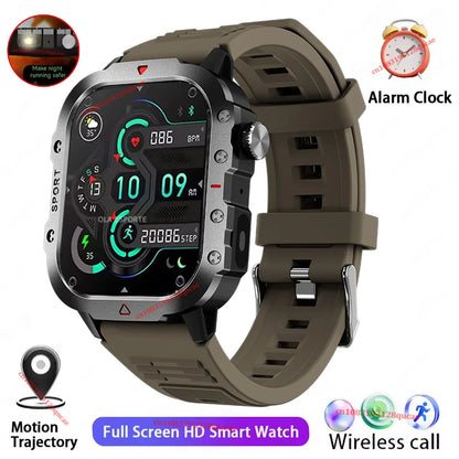 2026 New Military Smart Watch Men IP67 3ATM Outdoor Sports Fitness Tracker Blood Pressure Health Monitor BT Calls GPS Smartwatch