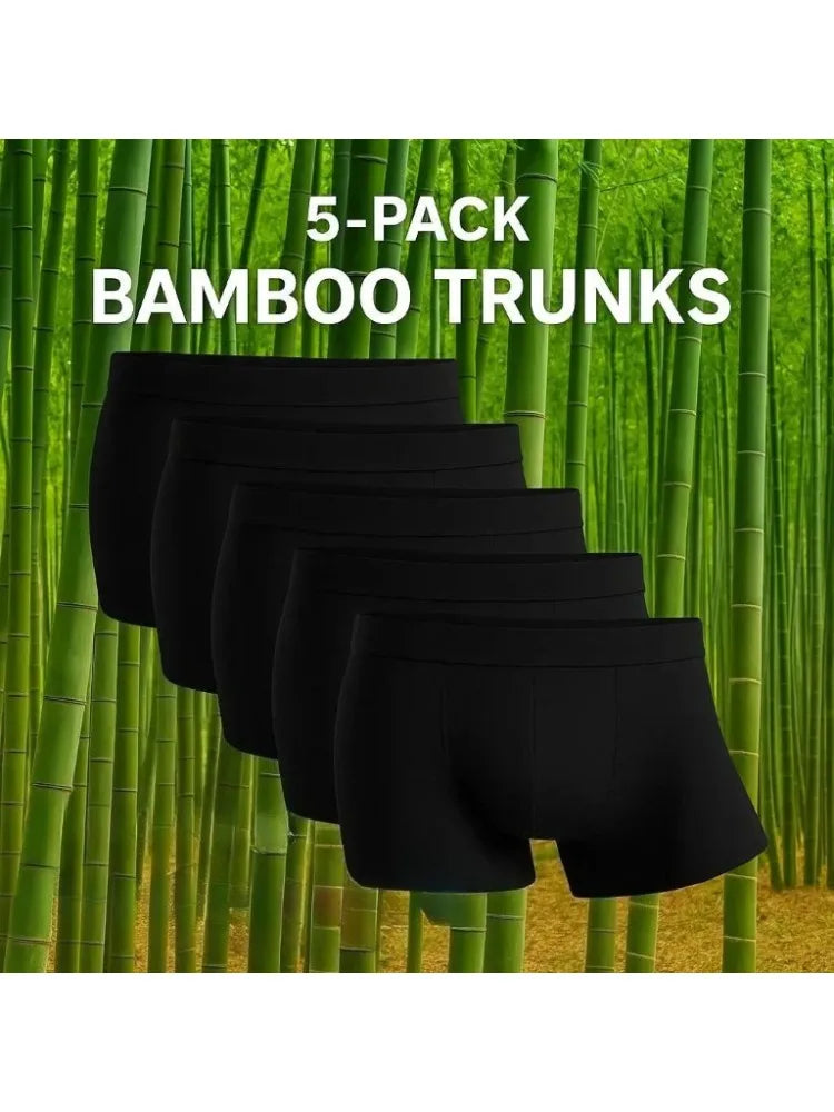 5 Packs Bamboo Fiber Man Plus Size S-2XL Underwear Men Flat Feet Gym Shorts Panties Black Underpants Gifts
