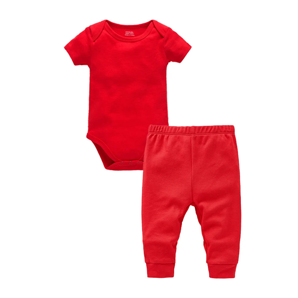 2/6 Pcs/lot Muslin Blank Baby Rompers Pants Set Plain Colors Summer Short Sleeve Bodysuit Kids Clothing Set Boys Clothes