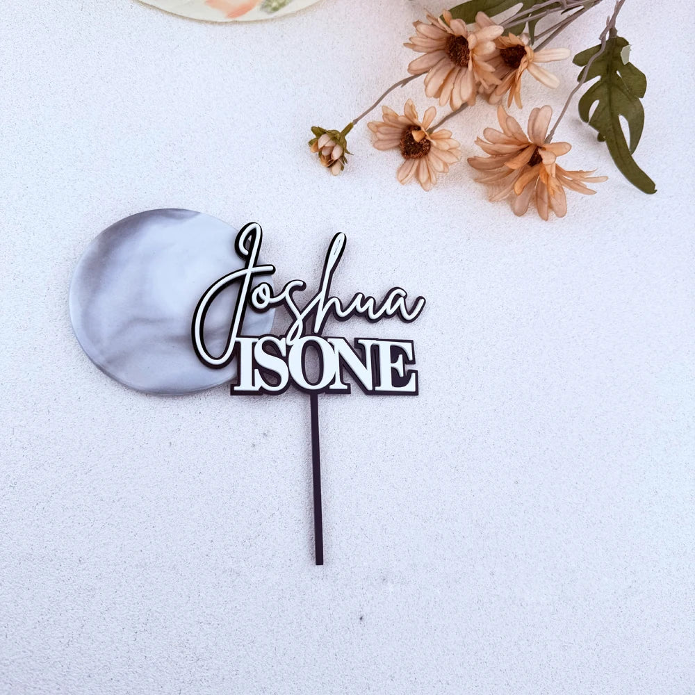 Personalized First ONE Birthday Cake Topper Wedding Party Decoration Custom Name Party Birthday Cake Toppers