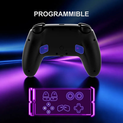 Rechargeable Wireless Gamepad for PS5/PC/Android/iOS with Hall Joystick,Turbo&Macro,RGB Lights,Dual Vibration Game Controller