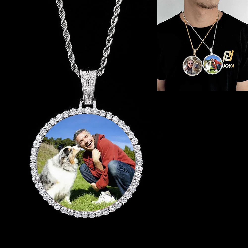 Custom Made Big Photo Medallions 18k Gold Necklace Pendant Iced Out Cuban Men Hip Hop Picture Jewelry Gift Can Free Custom Logo