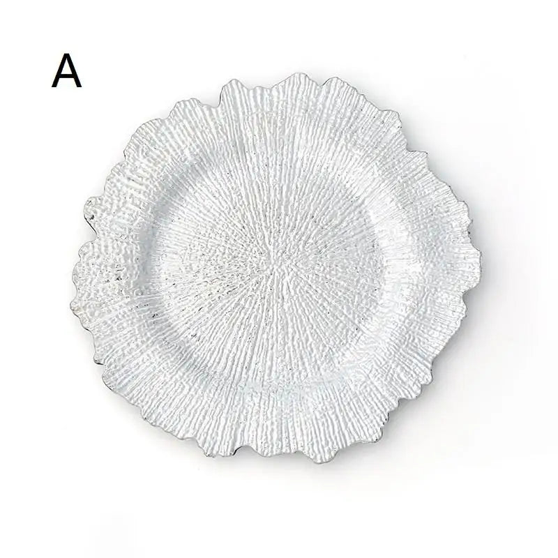 Floral Reef Wedding Charger Plates Set 6Pcs 33CM Round Plastic Dinner Plate Table Decor for Events
