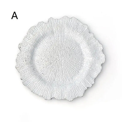 Floral Reef Wedding Charger Plates Set 6Pcs 33CM Round Plastic Dinner Plate Table Decor for Events