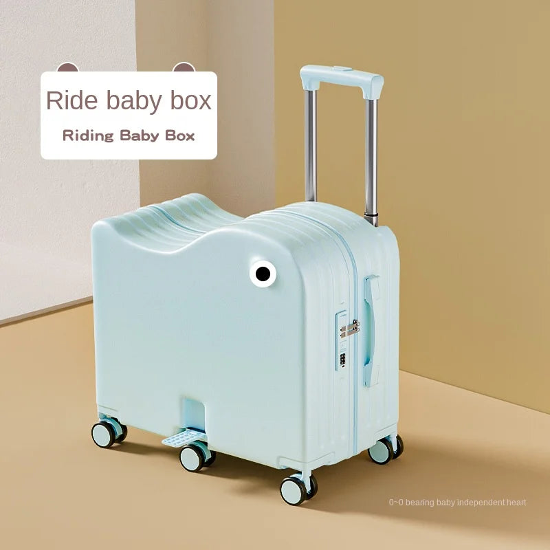Children's Luggage Can Sit Ride Suitcase Six Wheel Luggage Set Luggage with Cup Holder Travel Suitcase