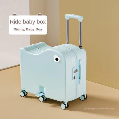 Children's Luggage Can Sit Ride Suitcase Six Wheel Luggage Set Luggage with Cup Holder Travel Suitcase