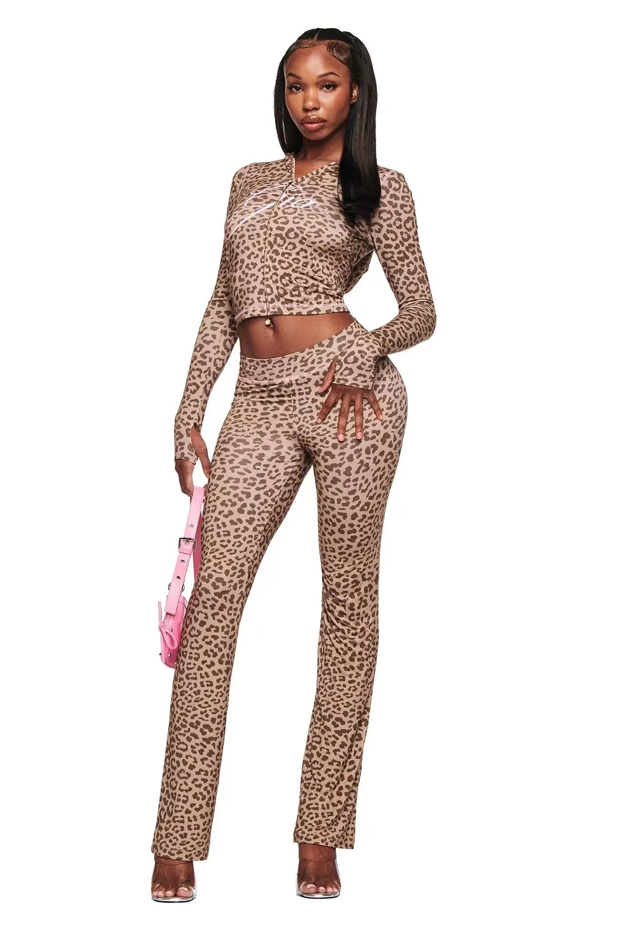 GIA Front Shoulder Slim Fit Jacket Pants Set with Letter Print Design Hooded Zipper Snake Pattern Short Fit Streetwear