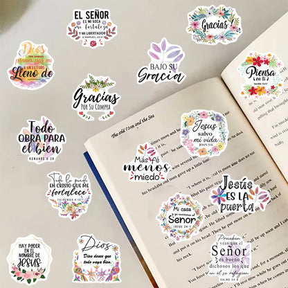 50PCS Spanish Motivational Text Stickers Motivational Waterproof Bicycle Stationary Scrapbooking Study Luggage Art Stickers