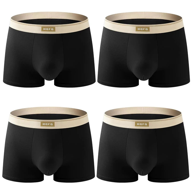4pcs Men Underwear BoxerShorts Hombre Panties Man Breathable Underpants Sexy Sports Comfort U Convex Male Boxers Large Size 4XL