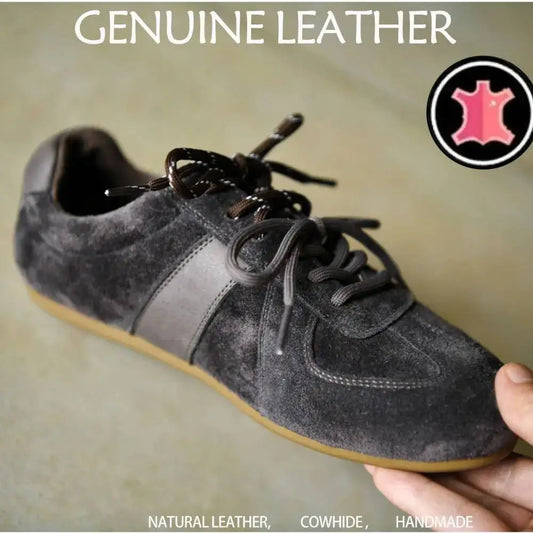 Fashionable Retro Thick Bottom Sports Shoes Women's Increased Height Dequn Shoes Comfortable Genuine Leather Rubber Outsole