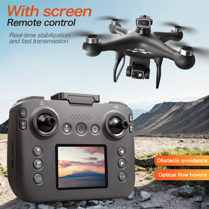 Drone Brushless Motor 2.4 Inch Screen Remote 360° Obstacle Avoidance 4K Electric Dual Camera Optical Flow Hover Real Time Transmission RC Drone