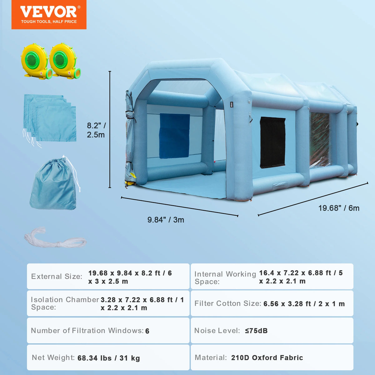 SucceBuy Inflatable Paint Booth with Blowers Inflatable Spray Booth Powerful Spray BoothCar Paint Tent Air Filter System
