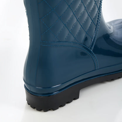 Fashionable and Minimalist Style Drawstring and Tight Mouth Waterproof and Anti-Slip Outdoor Work Women's Rain Boots