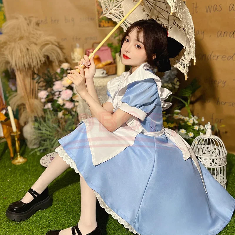 Lolita Dress Maid Apron Fantasia Carnival Halloween Costumes for Women Masquerade Party Alice In Wonderland Cosplay Costume
