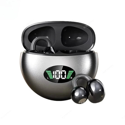 Wireless Clip-On Bluetooth Earbuds Premium HiFi Audio Sports Headphones Long Battery Life with Built-in Microphone