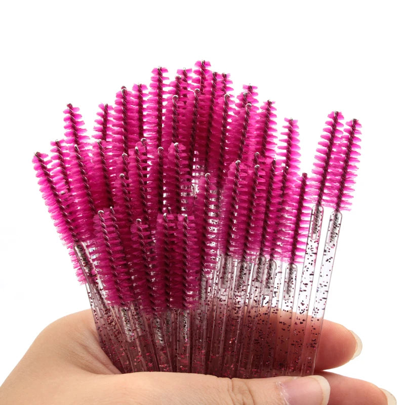 New 5/25/50Pcs Wholesale Crystal Eyelashes Brush Applicator Eyelash Brushes Plastic Mascara Wand Lashes Extension Makeup Beauty