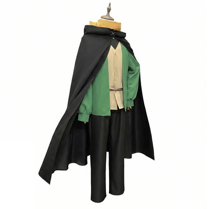 Natsuki Subaru Cosplay Costume Anime Re:Life in A Different World From Zero Black Cape Green Shirt Pants Set Christmas Halloween
