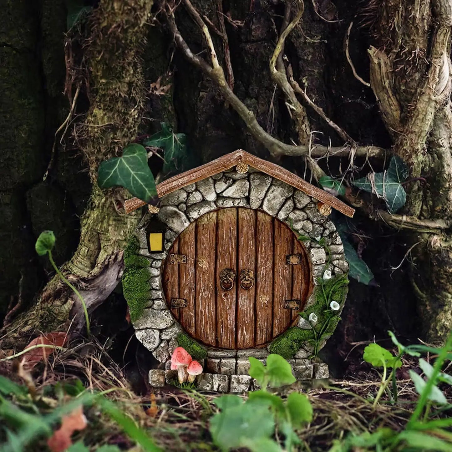Miniature Fairy Gnome Door Figurines Elf Home For Yard Art Garden Tree Sculpture Statues Decor Outdoor Decor Fairy Garden D V5C7