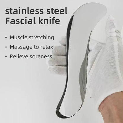 Stainless Steel Big S Fascia Knife - Professional Deep Tissue Massage Tool for Muscle Recovery