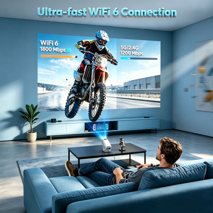XGODY Mini 4K Projector, 720P Native 300 ANSI, Android 11 Short Throw Smart Projector  WiFi 6 BT5.4, 180° Stand, Auto Keystone for Home Theater Bedroom Gift