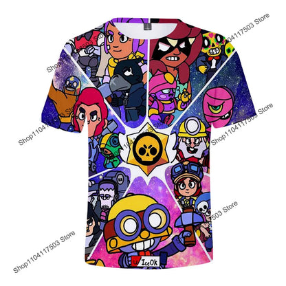 Kids' Game Character Graphic T-Shirt | Short Sleeves & Crew Neck | Casual Wear & Streetwear