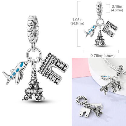 Charms Bead 925 Sterling Silver Pink Butterfly Luminous Firefly Dangle