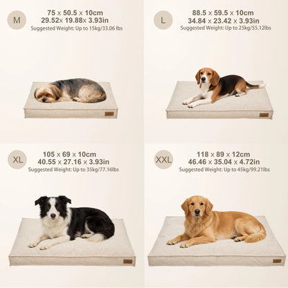 Large Dog Bed Washable Rectangular Dog Pet Pillow Bed with Linen Cover Foam Base Waterproof Lining Calming Sleep Pet Bed Mattress