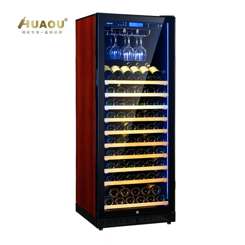 85 Bottle 24 Inch Freestanding Wine Cooler Beer and Wine Fridge with Hanging Cup Rack for Home Bar Kitchen Storage System