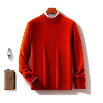 Fall/Winter New Wool Pullover Sweater Cashmere Shirt Men's Semi-high Neck Long Sleeve Loose Knitted Bottom Shirt