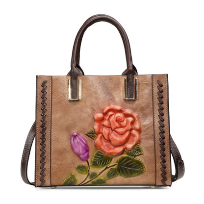 Ladies' Handbag Crossbody Single Shoulder Simple Retro Women's Top Layer Cowhide Hand Polished European And American