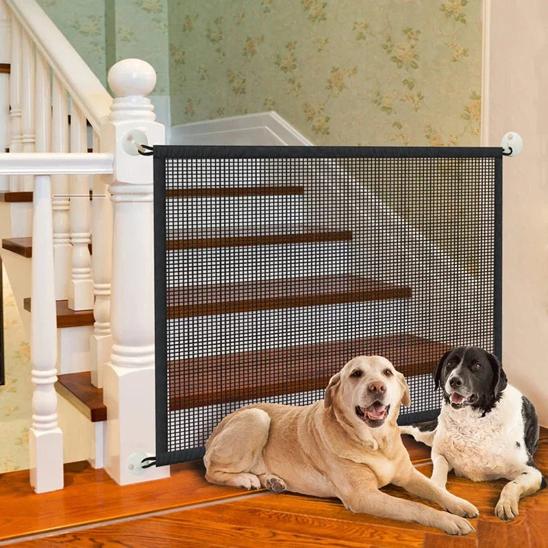 Pet Mesh Barrier Gate | Folding Breathable Mesh with Hooks | Stairs & Doorways