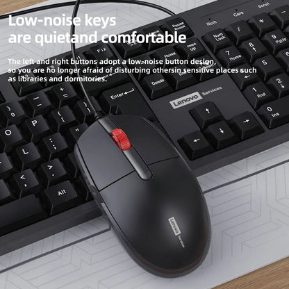 Lenovo Wired Keyboard And Mouse Set Splash-Proof for Home And Business Office Use Compatible with Desktops And Laptops 104 Keys