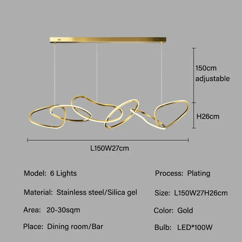 Modern Rings Pendant Lights Black&Golden for Living Dining Room Bedroom Ceiling Chandelier Lamps Indoor Hanging Lighting Fixture