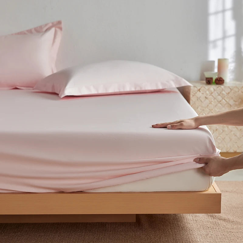 Organic Egyptian Cotton Fitted Sheet with Elastic Bands Luxury 1000TC Mattress Cover Non Slip Machine Washable 140/160/180/200cm