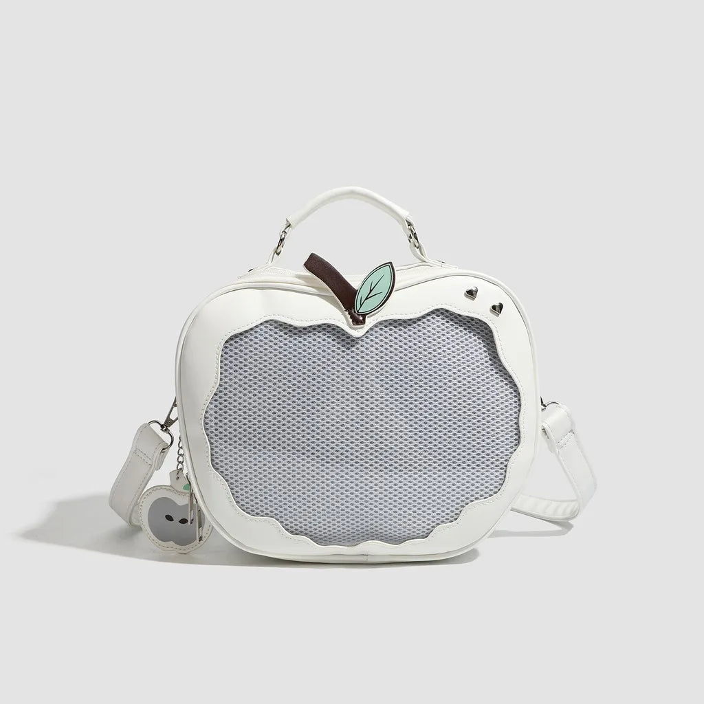 Apple Shaped Transparent Ita Bag Backpack Cute Doll Display Storage Bag for Girls Detachable Strap Casual Crossbody Backpack