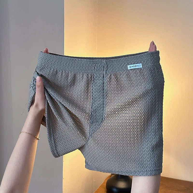New Men's Ice Silk Jacquard Boxer Shorts, Loose and Breathable, Large Size, Square-Cut, Home Casual Simple Men's Underwear