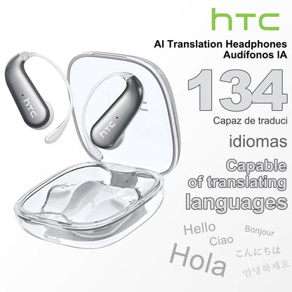 HTC NE38 Bluetooth V6.0 Earphone AI Translation Earbuds OWS Titanium-Wire Wireless Headphones HD Calls Ultralight Earhook