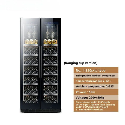 Dual-Door Dual-Zone Home Wine Cooler – Refrigerated Cabinet with Constant Temperature and Humidity Control
