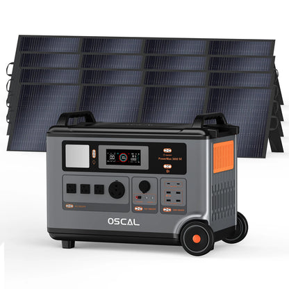 OSCAL PowerMax 3600SE Portable Power Station With 200W Solar Panel, 3600Wh LiFePO4 Battery, Solar Generator optional 200W Solar Panel, 3600W (Surge 7200W) Fast charging Home Backup Battery, Power Supply for Camping, RV