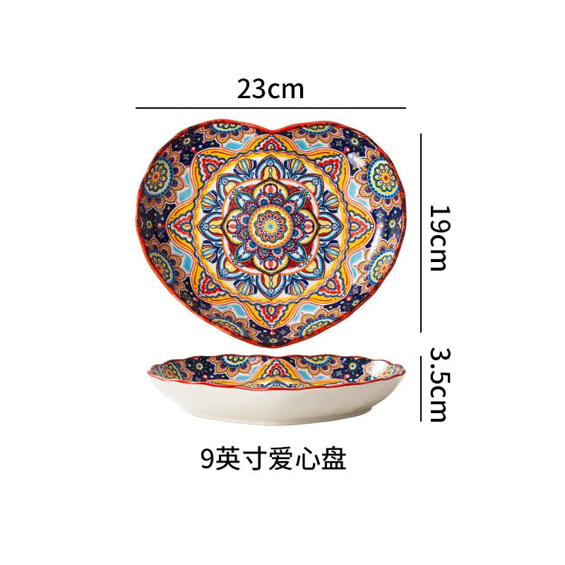 Ceramic Tableware Set Rice Bowl Serving Plate Creative Cutlery Soup Plate Noodle Handle Bowl Sauce Dish Steak Salad Fruit Plate