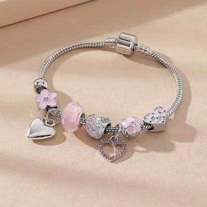 Bohemian Pink Cherry Blossom Love Bracelet Pendant Bead Design Summer Beach Music Festival Leisure Party