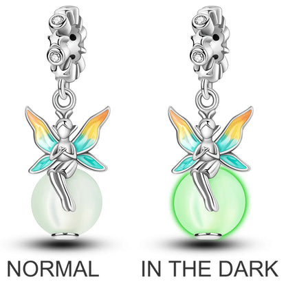 2026 Hot Sale Charms Bead 925 Sterling Silver Pink Butterfly Luminous Firefly Dangle Fit Bangle Bracelet Necklace DIY Jewelry