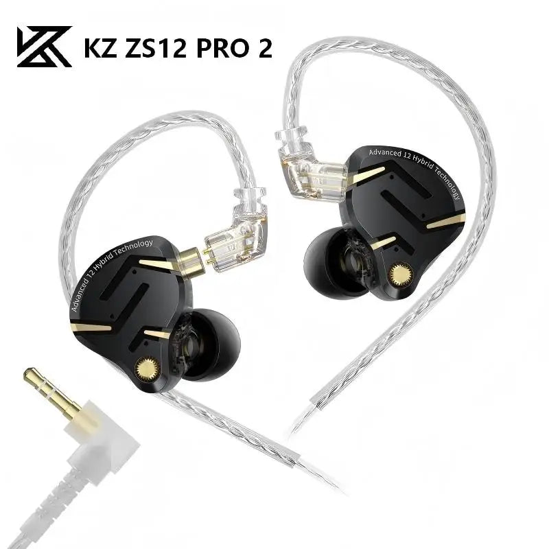 KZ ZS12 Pro 2 Flagship-Grade HiFi IEM Earphones Ultra-Linear 1DD+5BA Hybrid Driver Clarity Sound Wired Headphones Detachable Cable Ergonomic Gaming Earbuds